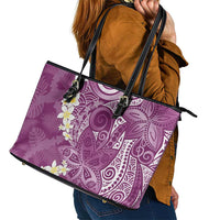 Pink Polynesian Tribal Frangipani Tropical Vibe Leather Tote Bag LT14 - Polynesian Pride