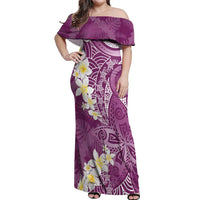 Pink Polynesian Tribal Frangipani Tropical Vibe Off Shoulder Maxi Dress LT14 Women Pink - Polynesian Pride