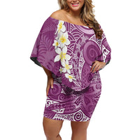 Pink Polynesian Tribal Frangipani Tropical Vibe Off Shoulder Short Dress LT14 Women Pink - Polynesian Pride