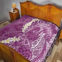 Pink Polynesian Tribal Frangipani Tropical Vibe Quilt