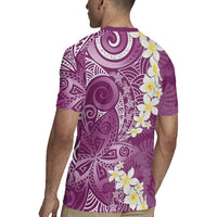 Pink Polynesian Tribal Frangipani Tropical Vibe Rugby Jersey