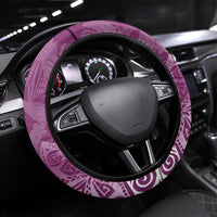 Pink Polynesian Tribal Frangipani Tropical Vibe Steering Wheel Cover LT14 Universal Fit Pink - Polynesian Pride