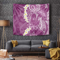 Pink Polynesian Tribal Frangipani Tropical Vibe Tapestry