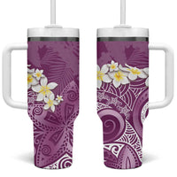 Pink Polynesian Tribal Frangipani Tropical Vibe Tumbler With Handle LT14 One Size: 40 oz Pink - Polynesian Pride
