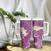 Pink Polynesian Tribal Frangipani Tropical Vibe Tumbler With Handle LT14 - Polynesian Pride
