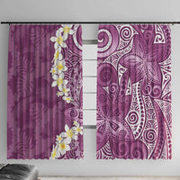 Pink Polynesian Tribal Frangipani Tropical Vibe Window Curtain LT14 With Hooks Pink - Polynesian Pride