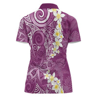 Pink Polynesian Tribal Frangipani Tropical Vibe Women Polo Shirt