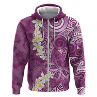 Pink Polynesian Tribal Frangipani Tropical Vibe Zip Hoodie