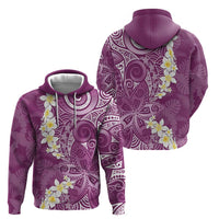 Pink Polynesian Tribal Frangipani Tropical Vibe Zip Hoodie