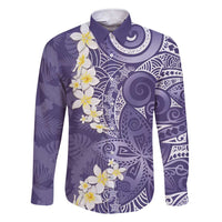 Violet Polynesian Tribal Frangipani Tropical Vibe Family Matching Short Sleeve Bodycon Dress and Hawaiian Shirt