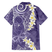Violet Polynesian Tribal Frangipani Tropical Vibe Family Matching Tank Maxi Dress and Hawaiian Shirt