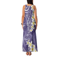 Violet Polynesian Tribal Frangipani Tropical Vibe Family Matching Tank Maxi Dress and Hawaiian Shirt
