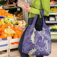 Violet Polynesian Tribal Frangipani Tropical Vibe Grocery Bag LT14 - Polynesian Pride