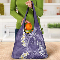 Violet Polynesian Tribal Frangipani Tropical Vibe Grocery Bag LT14 - Polynesian Pride