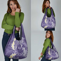 Violet Polynesian Tribal Frangipani Tropical Vibe Grocery Bag LT14 - Polynesian Pride