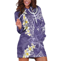 Violet Polynesian Tribal Frangipani Tropical Vibe Hoodie Dress LT14 Violet - Polynesian Pride