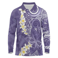 Violet Polynesian Tribal Frangipani Tropical Vibe Long Sleeve Polo Shirt LT14 Violet - Polynesian Pride