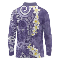 Violet Polynesian Tribal Frangipani Tropical Vibe Long Sleeve Polo Shirt LT14 - Polynesian Pride