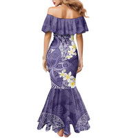 Violet Polynesian Tribal Frangipani Tropical Vibe Mermaid Dress