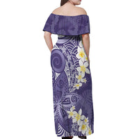 Violet Polynesian Tribal Frangipani Tropical Vibe Off Shoulder Maxi Dress LT14 - Polynesian Pride