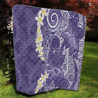 Violet Polynesian Tribal Frangipani Tropical Vibe Quilt