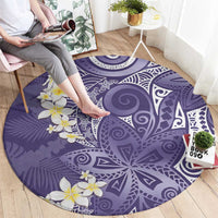Violet Polynesian Tribal Frangipani Tropical Vibe Round Carpet