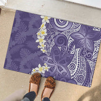 Violet Polynesian Tribal Frangipani Tropical Vibe Rubber Doormat LT14 - Polynesian Pride