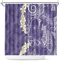 Violet Polynesian Tribal Frangipani Tropical Vibe Shower Curtain
