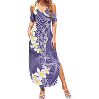 Violet Polynesian Tribal Frangipani Tropical Vibe Summer Maxi Dress LT14 Women Violet - Polynesian Pride