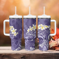 Violet Polynesian Tribal Frangipani Tropical Vibe Tumbler With Handle LT14 - Polynesian Pride