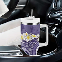 Violet Polynesian Tribal Frangipani Tropical Vibe Tumbler With Handle LT14 - Polynesian Pride