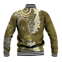 Gold Polynesian Tribal Frangipani Tropical Vibe Baseball Jacket LT14 - Polynesian Pride