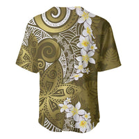Gold Polynesian Tribal Frangipani Tropical Vibe Baseball Jersey