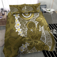 Gold Polynesian Tribal Frangipani Tropical Vibe Bedding Set