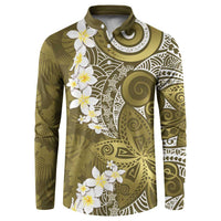Gold Polynesian Tribal Frangipani Tropical Vibe Button Sweatshirt LT14 Gold - Polynesian Pride