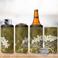 Gold Polynesian Tribal Frangipani Tropical Vibe 4 in 1 Can Cooler Tumbler LT14 - Polynesian Pride