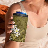 Gold Polynesian Tribal Frangipani Tropical Vibe 4 in 1 Can Cooler Tumbler LT14 - Polynesian Pride