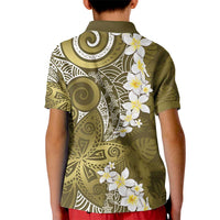 Gold Polynesian Tribal Frangipani Tropical Vibe Kid Polo Shirt