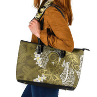 Gold Polynesian Tribal Frangipani Tropical Vibe Leather Tote Bag LT14 Gold - Polynesian Pride