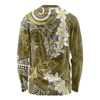 Gold Polynesian Tribal Frangipani Tropical Vibe Long Sleeve Shirt LT14 - Polynesian Pride