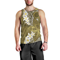 Gold Polynesian Tribal Frangipani Tropical Vibe Men Tank Top LT14 - Polynesian Pride