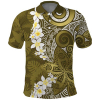 Gold Polynesian Tribal Frangipani Tropical Vibe Polo Shirt