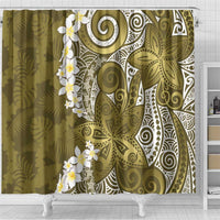 Gold Polynesian Tribal Frangipani Tropical Vibe Shower Curtain