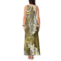 Gold Polynesian Tribal Frangipani Tropical Vibe Tank Maxi Dress LT14 - Polynesian Pride