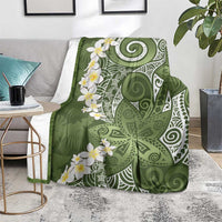 Green Polynesian Tribal Frangipani Tropical Vibe Blanket LT14 - Polynesian Pride