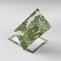 Green Polynesian Tribal Frangipani Tropical Vibe Canvas Wall Art LT14 With Frame Green - Polynesian Pride