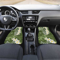 Green Polynesian Tribal Frangipani Tropical Vibe Car Mats LT14 Set 2pcs - Front Green - Polynesian Pride