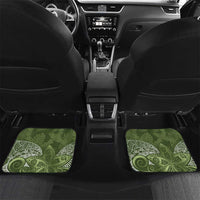Green Polynesian Tribal Frangipani Tropical Vibe Car Mats LT14 Set 2pcs - Back Green - Polynesian Pride