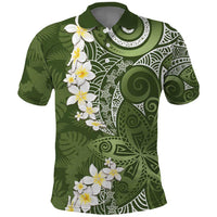 Green Polynesian Tribal Frangipani Tropical Vibe Polo Shirt LT14 Green - Polynesian Pride