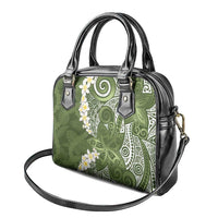 Green Polynesian Tribal Frangipani Tropical Vibe Shoulder Handbag